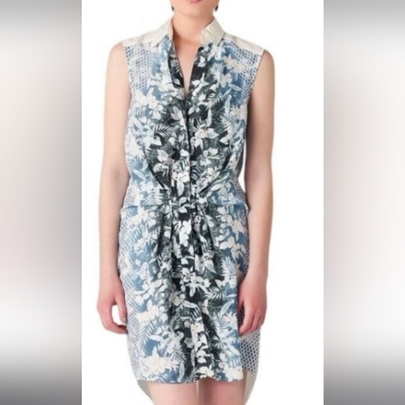 Alexander Wang Dresses & Skirts - Alexander Wang floral tropical print button down silk shirt dress